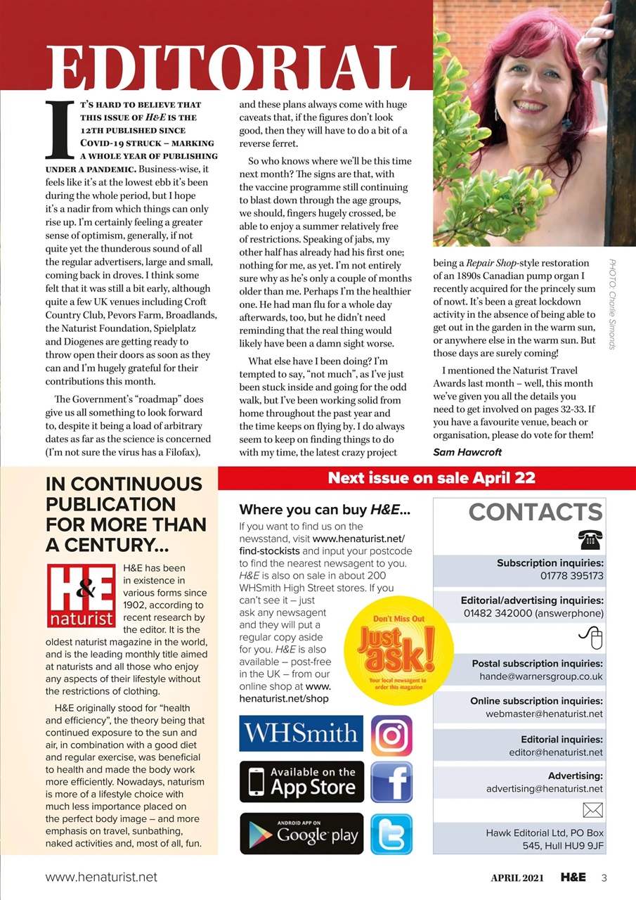 H E Naturist Magazine April Back Issue