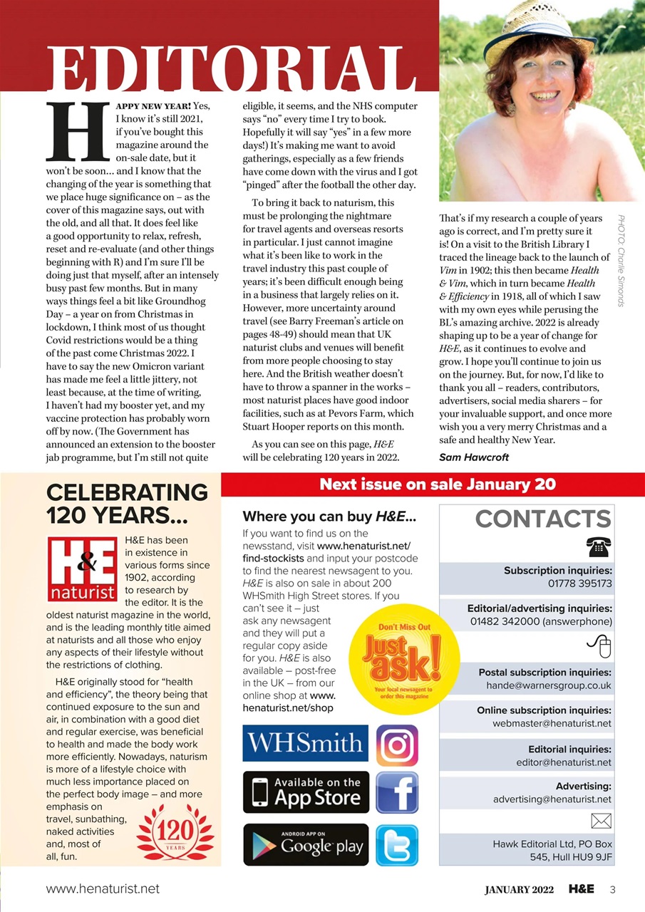 H E Naturist Magazine January Back Issue