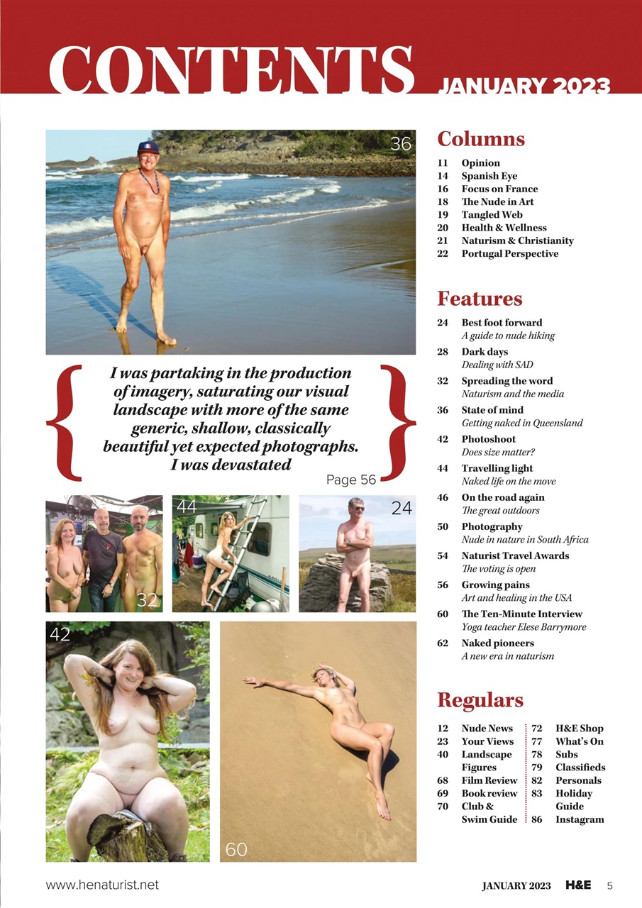 H E Naturist Magazine January Back Issue