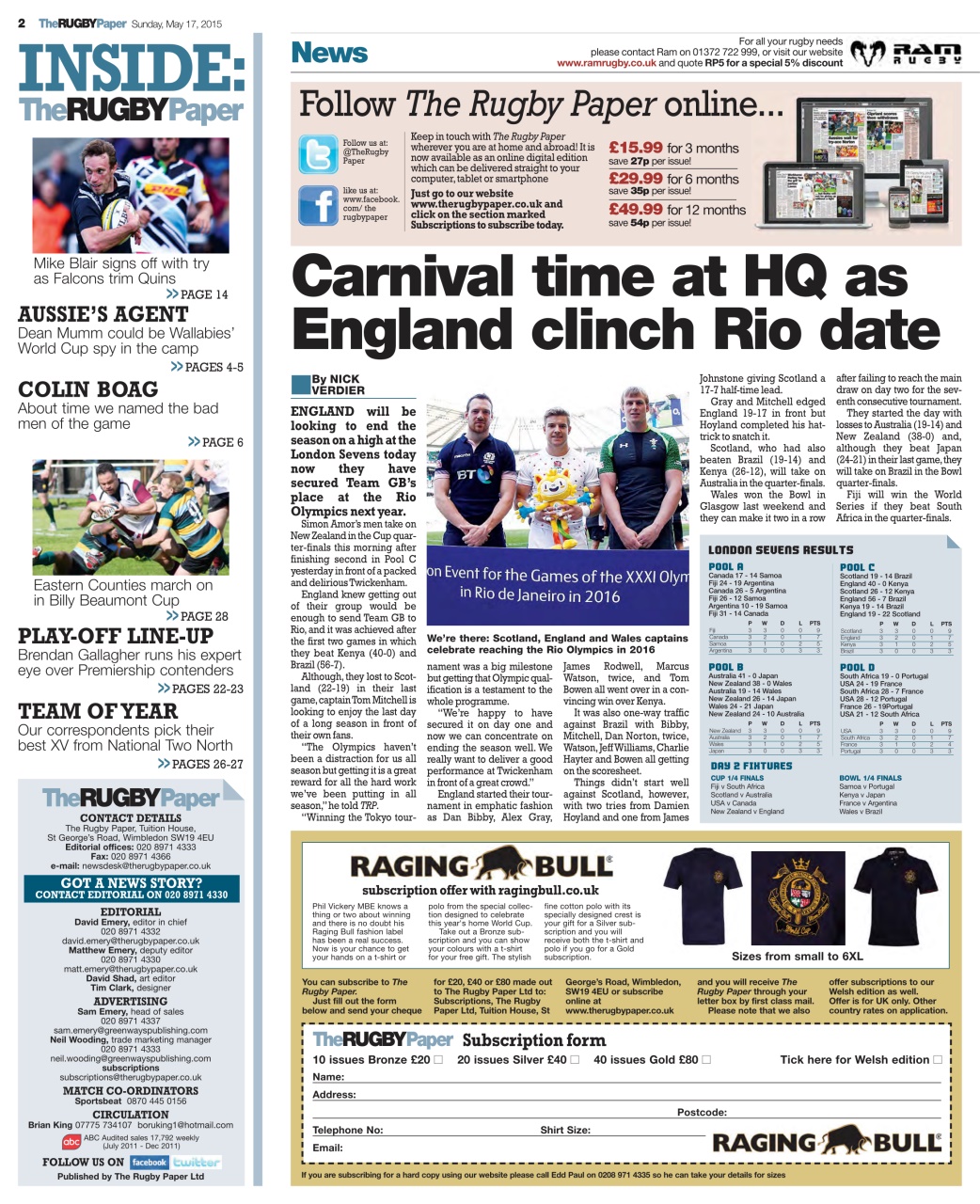 The Rugby Paper Preview Pages