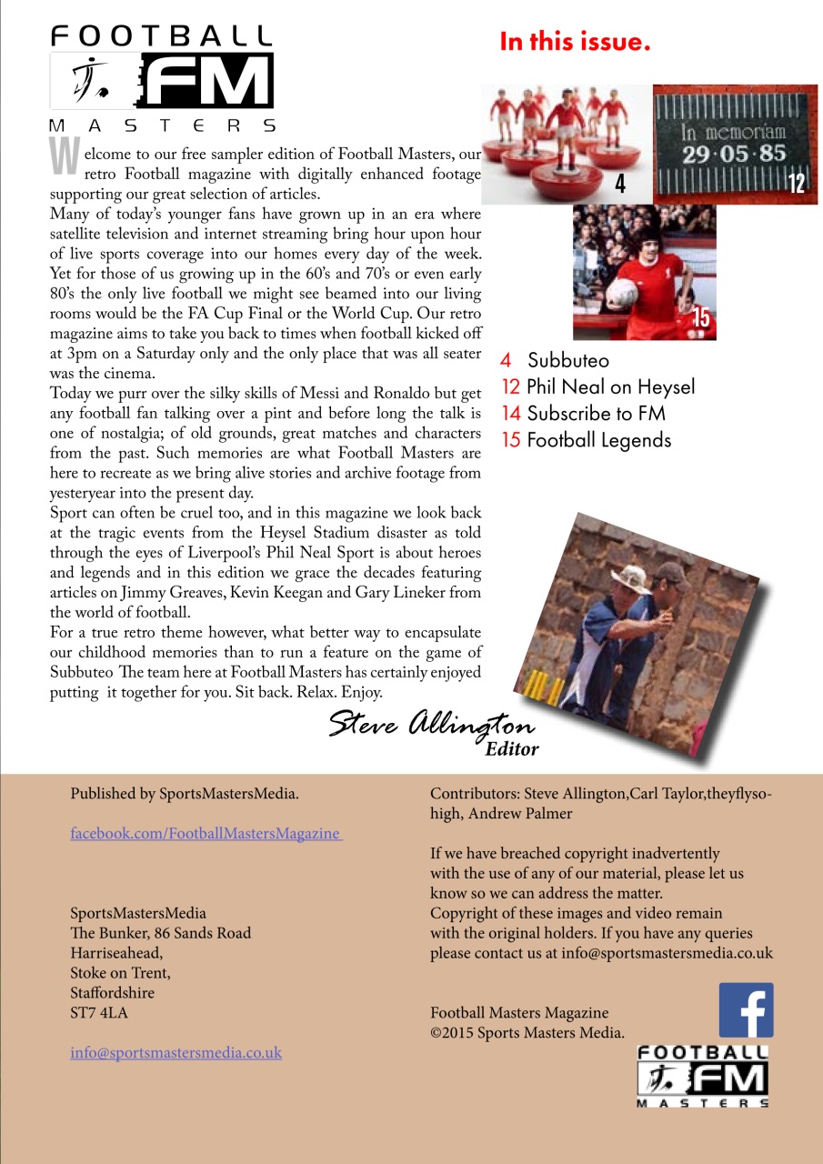 Football Masters Preview Pages