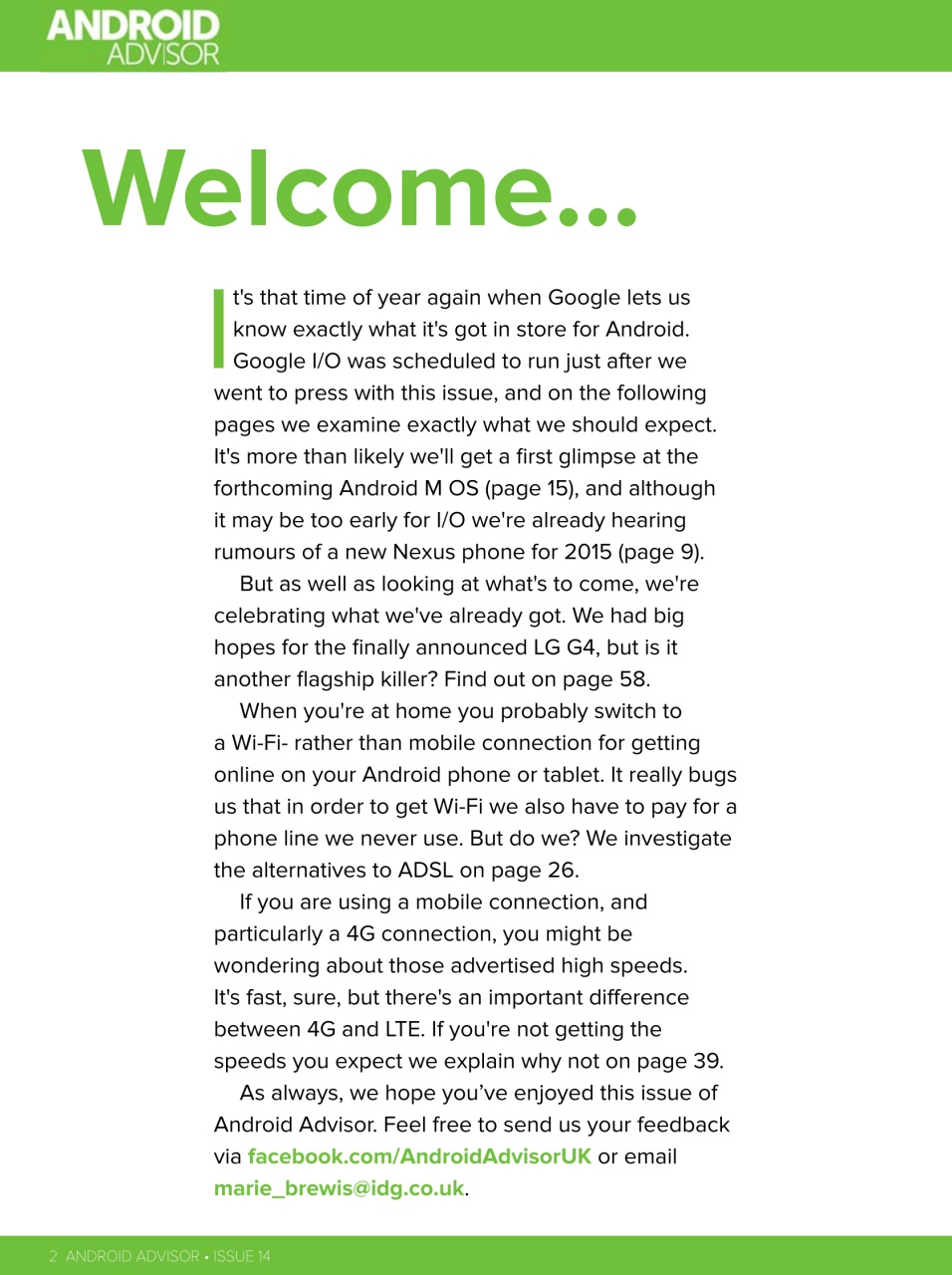 Android Advisor Preview Pages