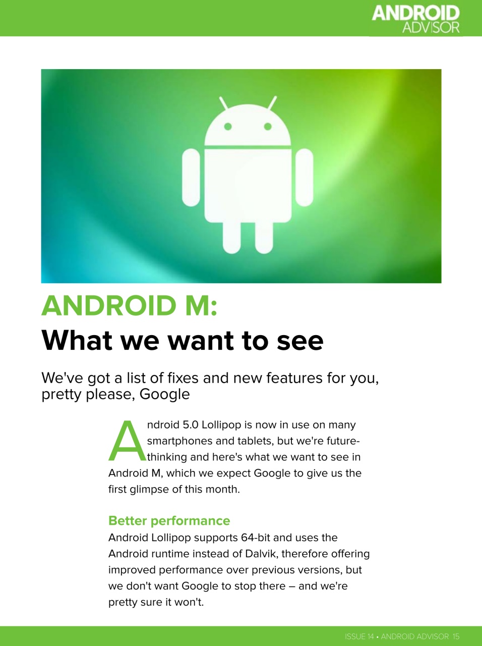 Android Advisor Preview Pages
