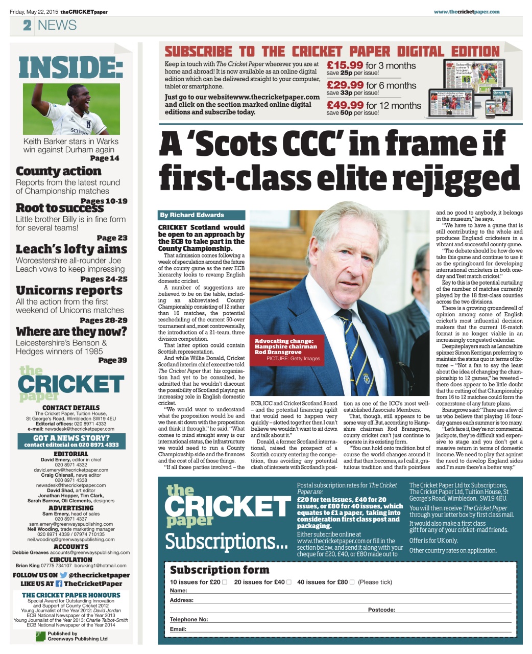 The Cricket Paper Preview Pages