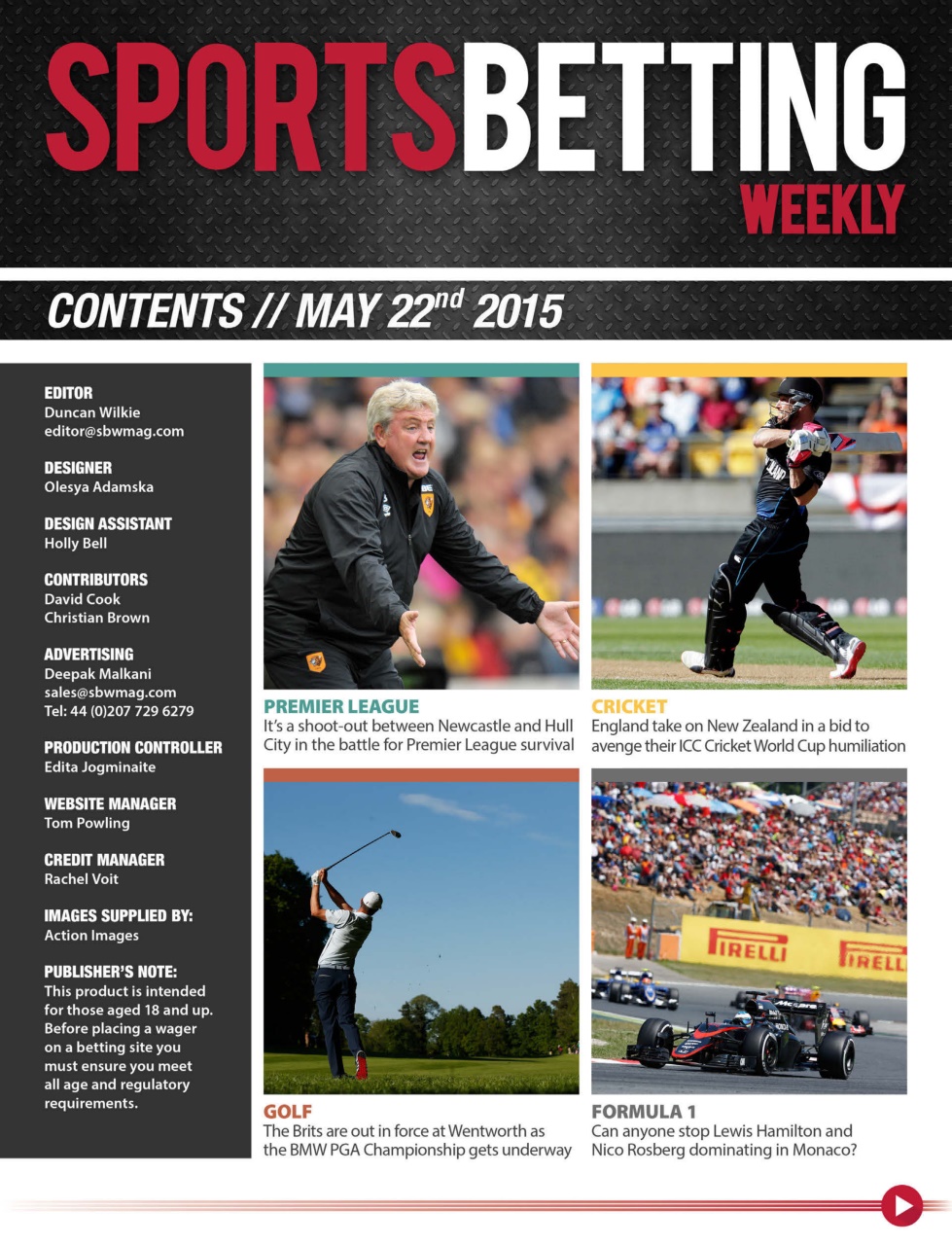 Sports Betting Weekly Preview Pages
