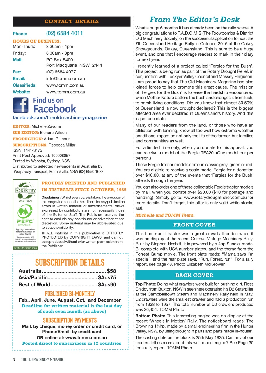 The Old Machinery Magazine Preview Pages