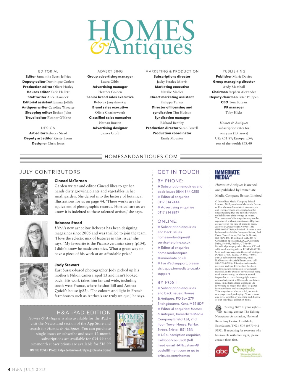 Homes & Antiques Magazine Preview Pages