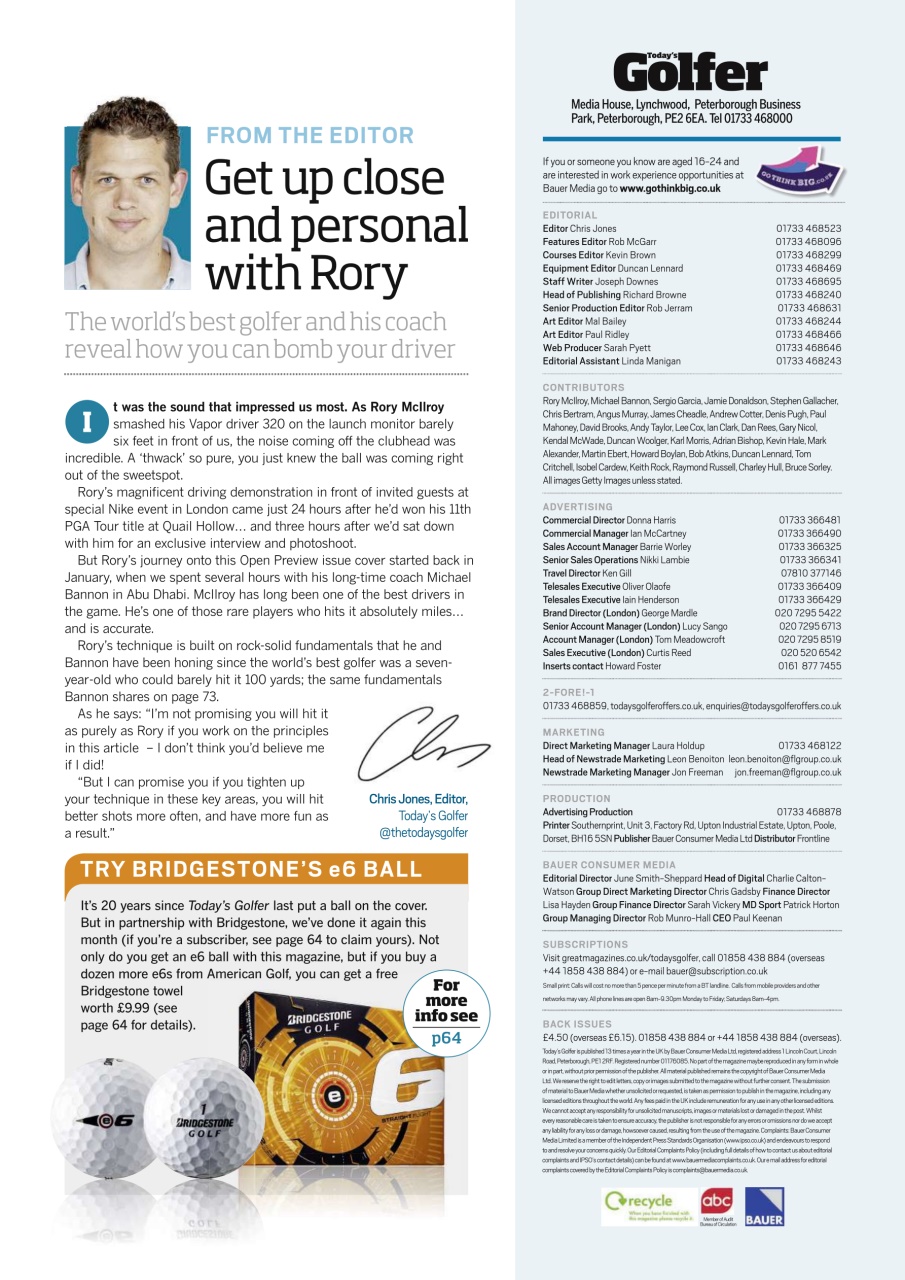 Today's Golfer Preview Pages