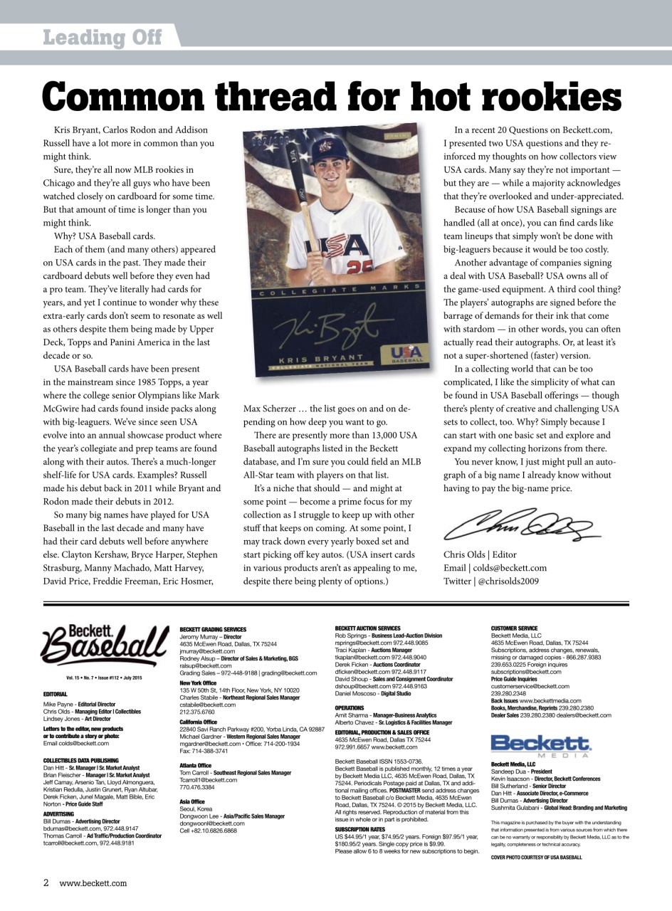 Beckett Baseball Magazine Preview Pages