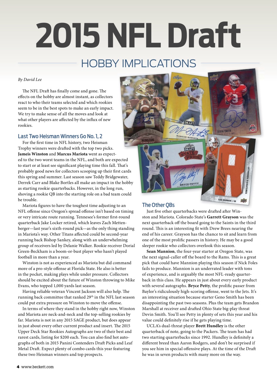 Beckett Football Magazine Preview Pages