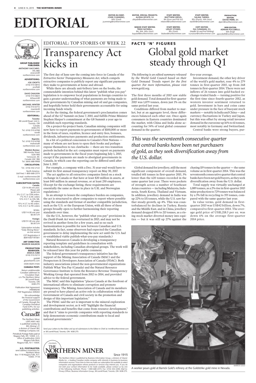 The Northern Miner Preview Pages