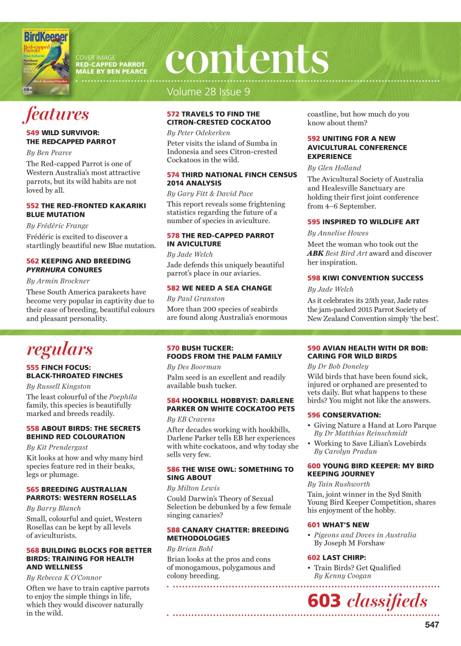 Australian Birdkeeper Magazine Preview Pages
