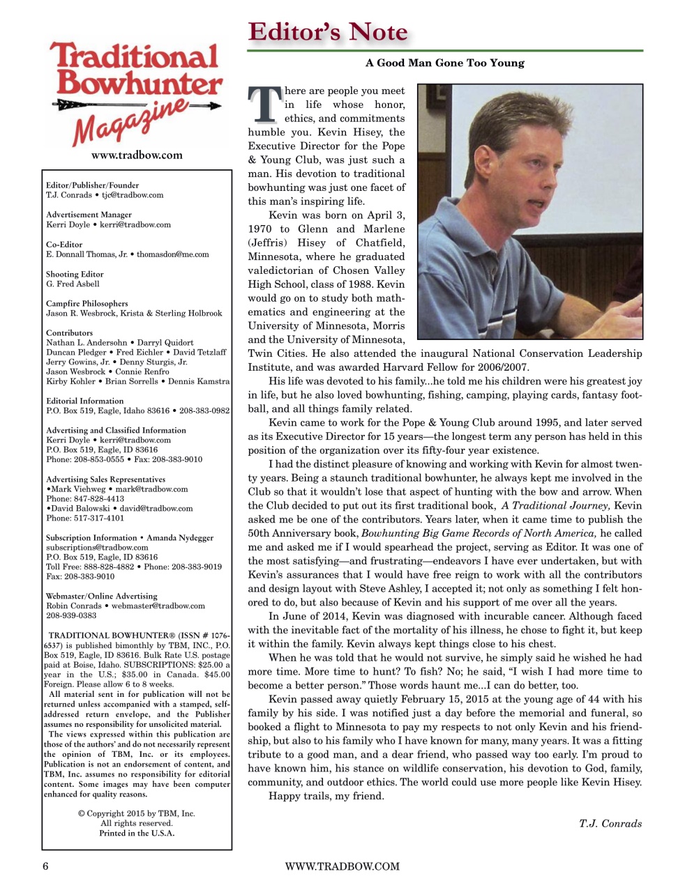 Traditional Bowhunter Magazine Preview Pages
