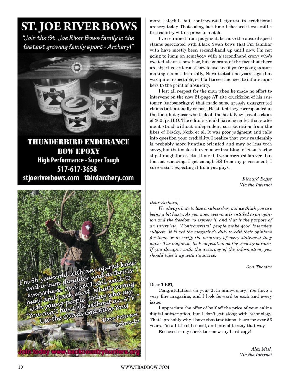 Traditional Bowhunter Magazine Preview Pages