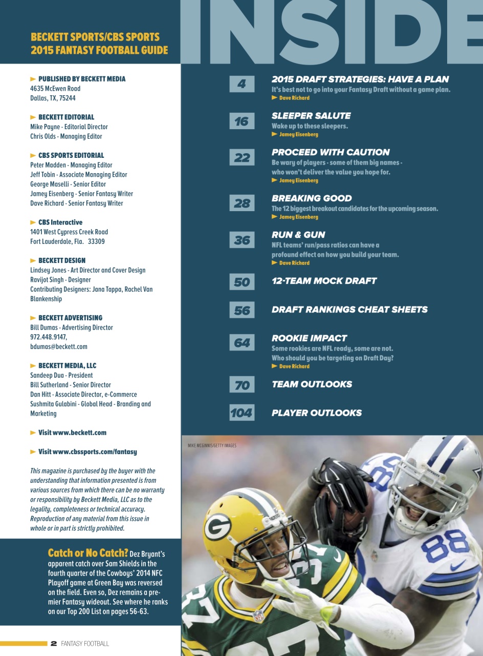 Beckett Football Magazine Preview Pages