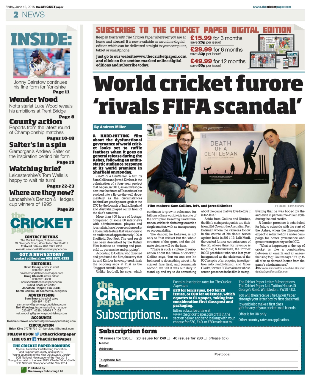 The Cricket Paper Preview Pages