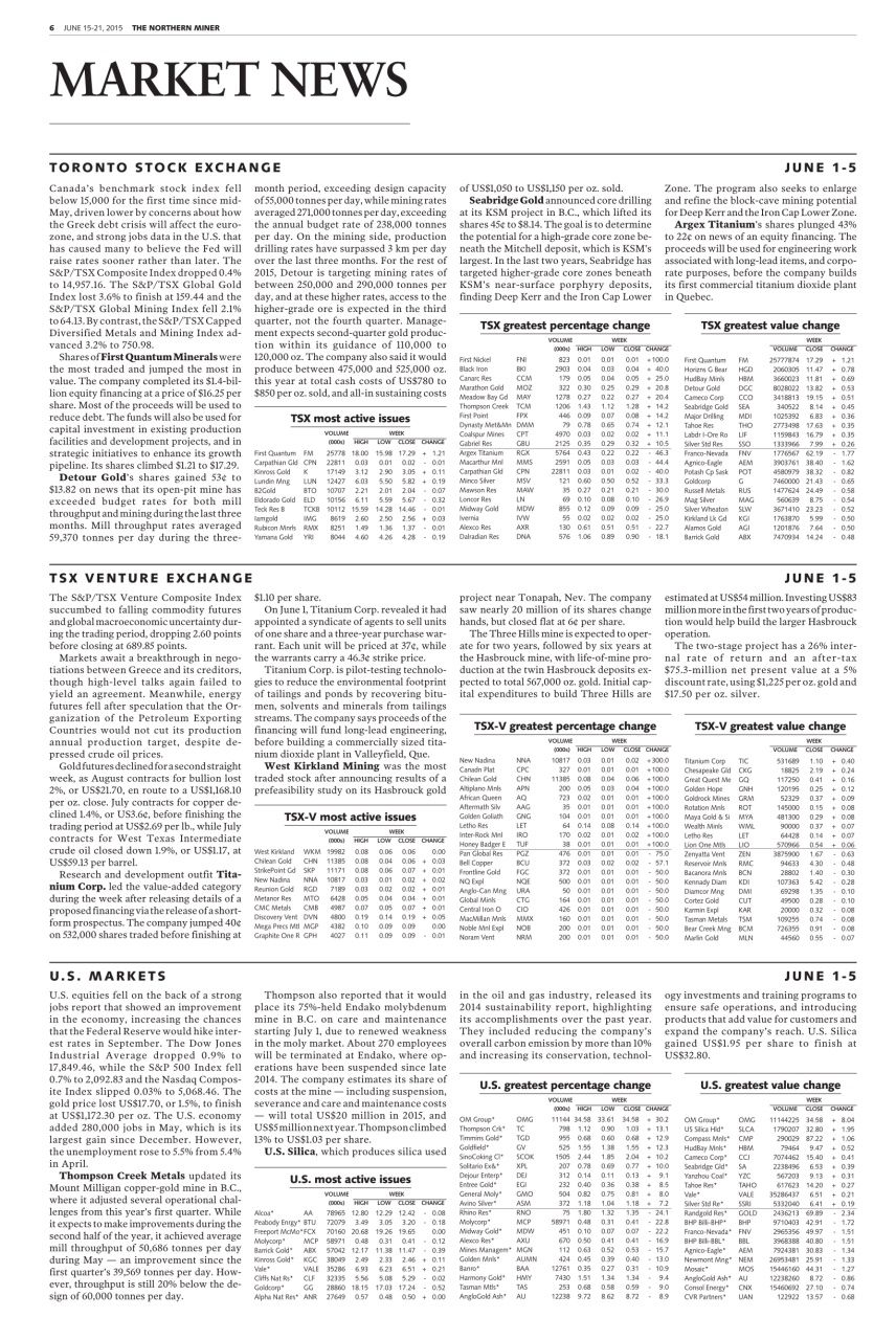The Northern Miner Preview Pages