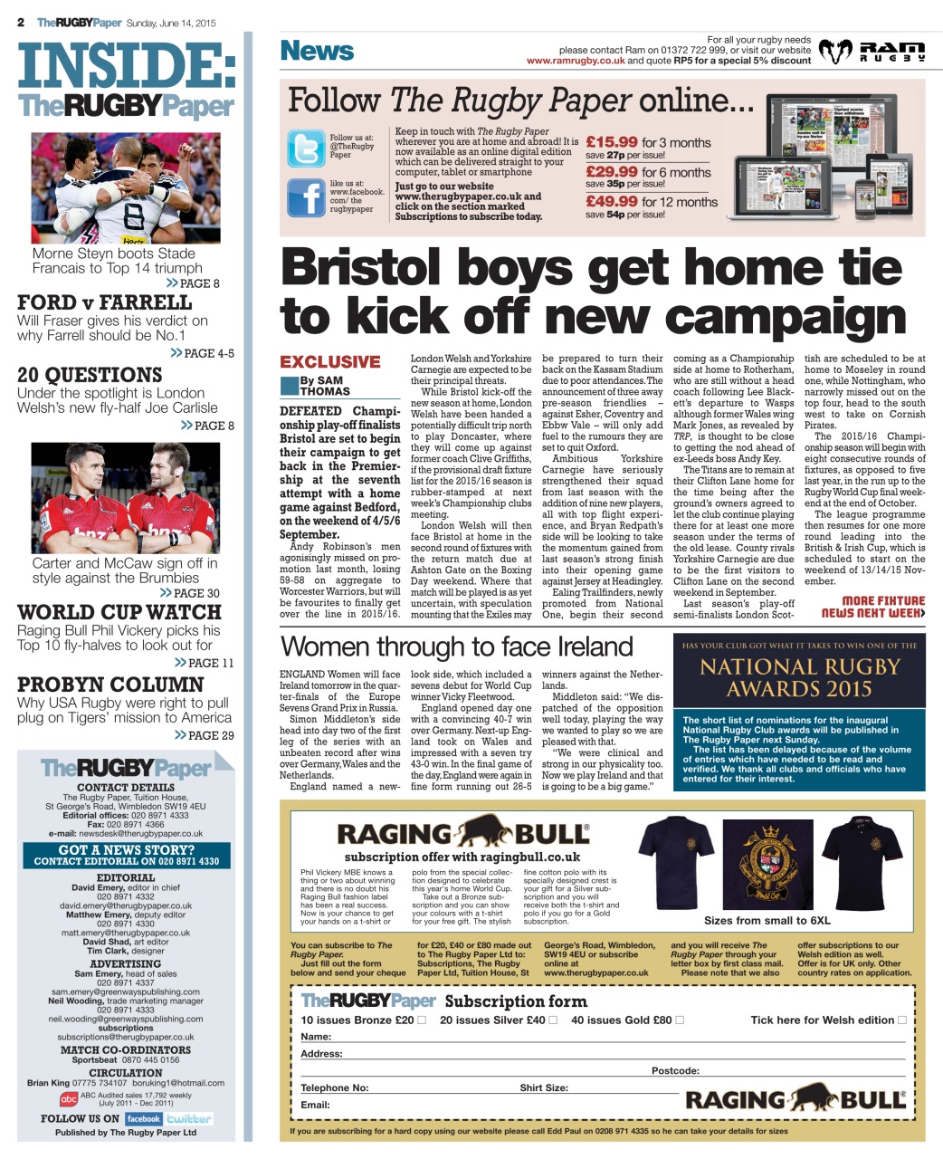 The Rugby Paper Preview Pages