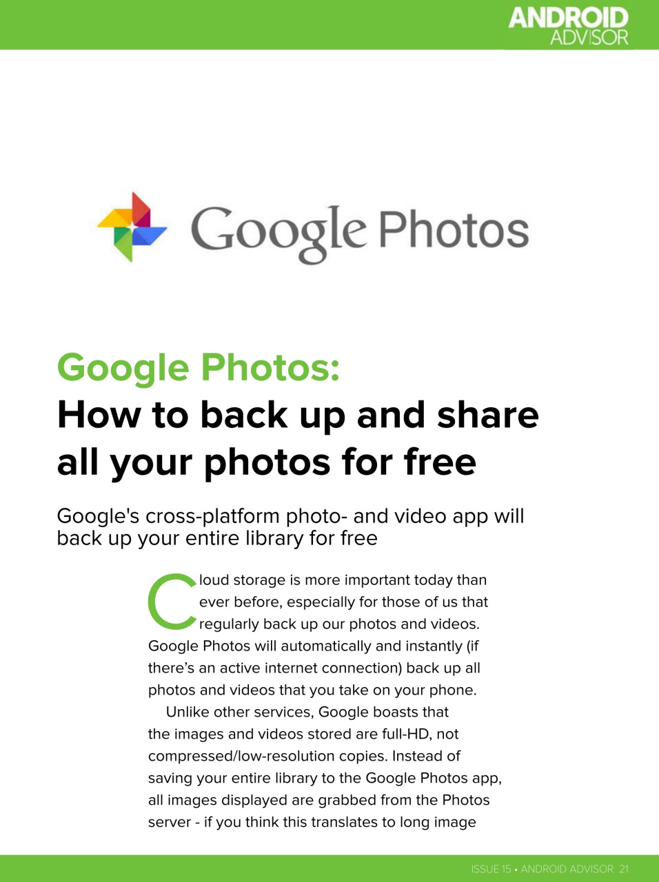 Android Advisor Preview Pages