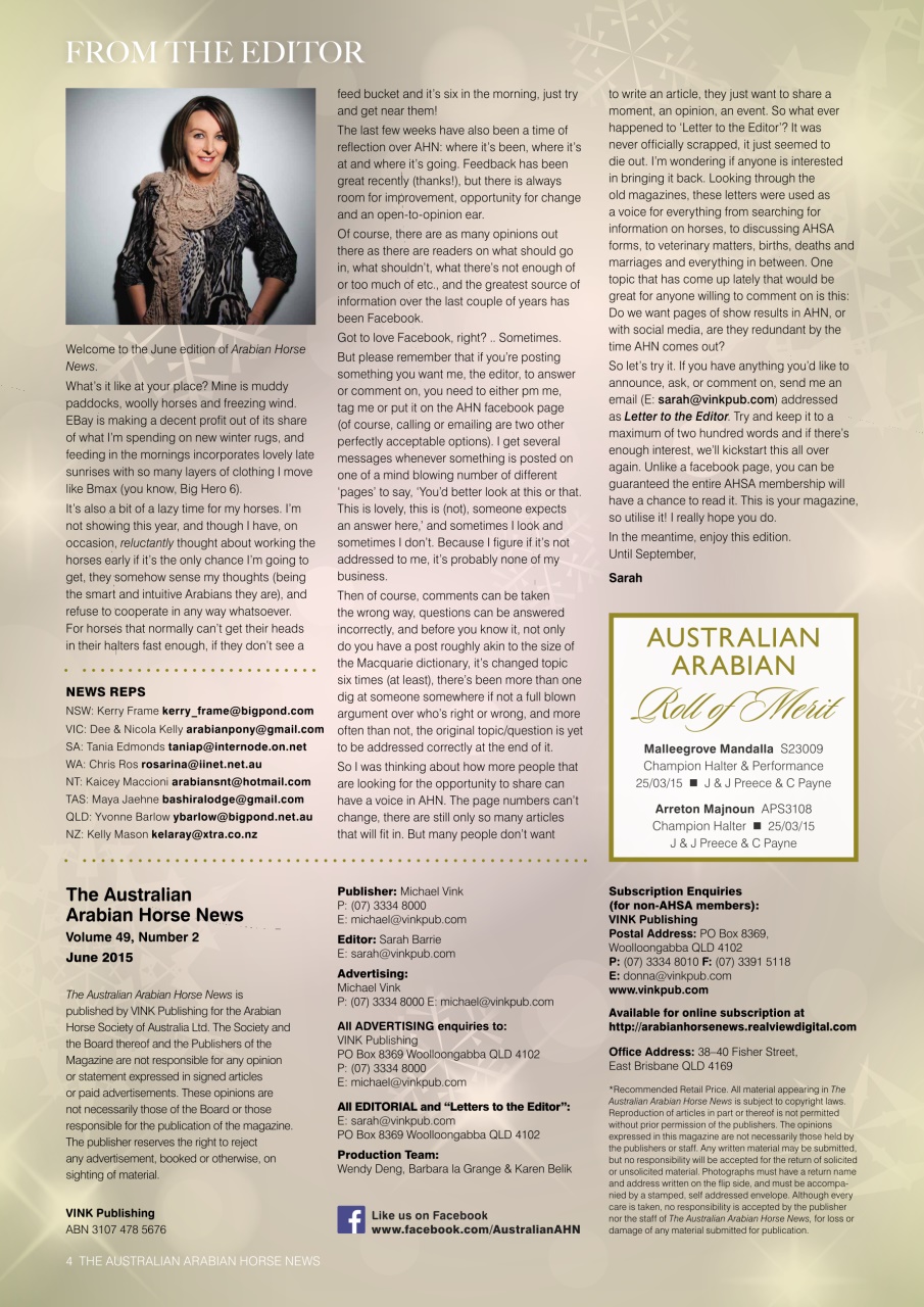 Australian Arabian Horse News Preview Pages