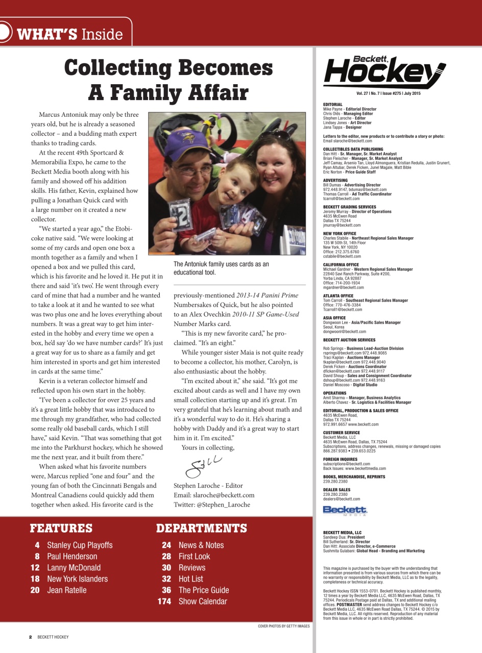 Beckett Hockey Magazine Preview Pages