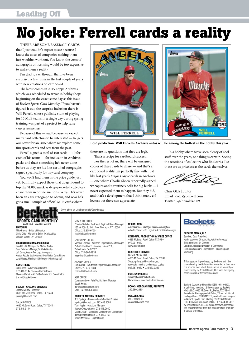 Sports Card Monthly Magazine Preview Pages