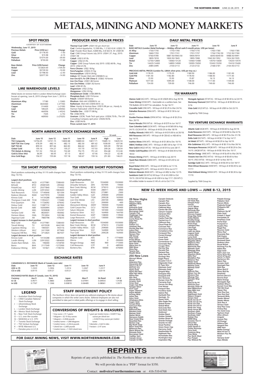 The Northern Miner Preview Pages