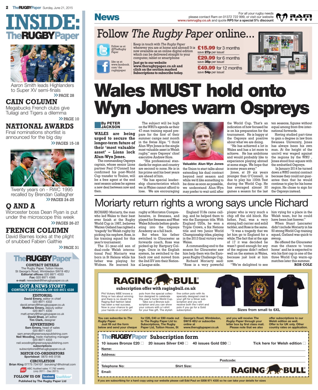 The Rugby Paper Preview Pages