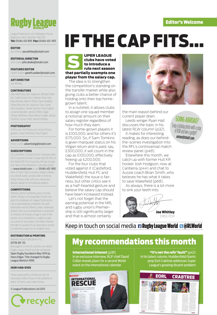 Rugby League World Preview Pages