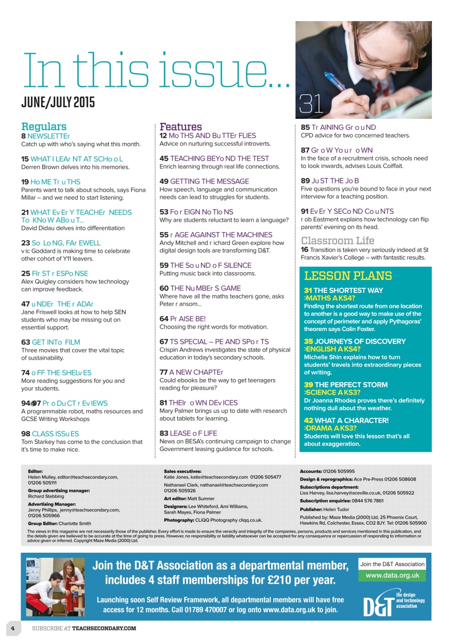 Teach Secondary Preview Pages