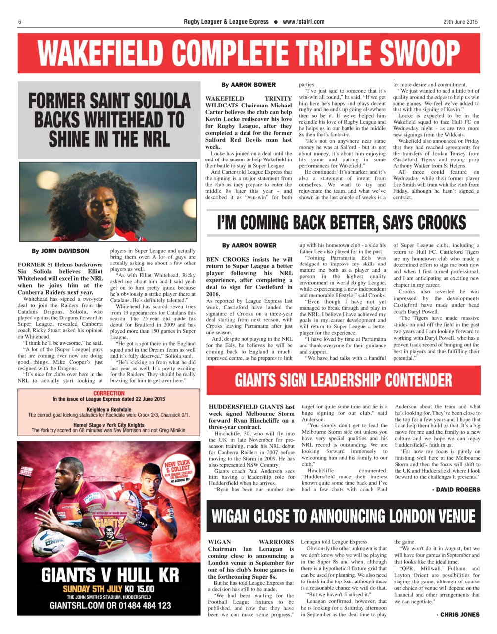 League Express Preview Pages