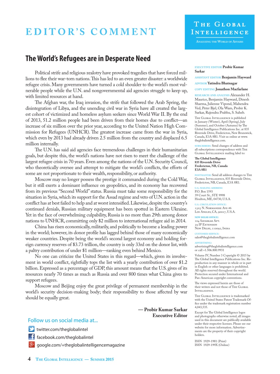 The Global Intelligence Preview Pages