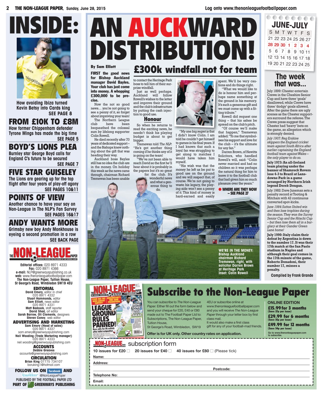 The Non-League Football Paper Preview Pages