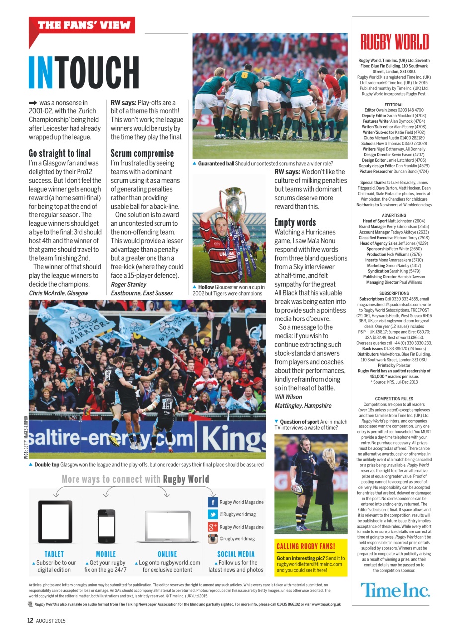 Rugby World Preview Pages