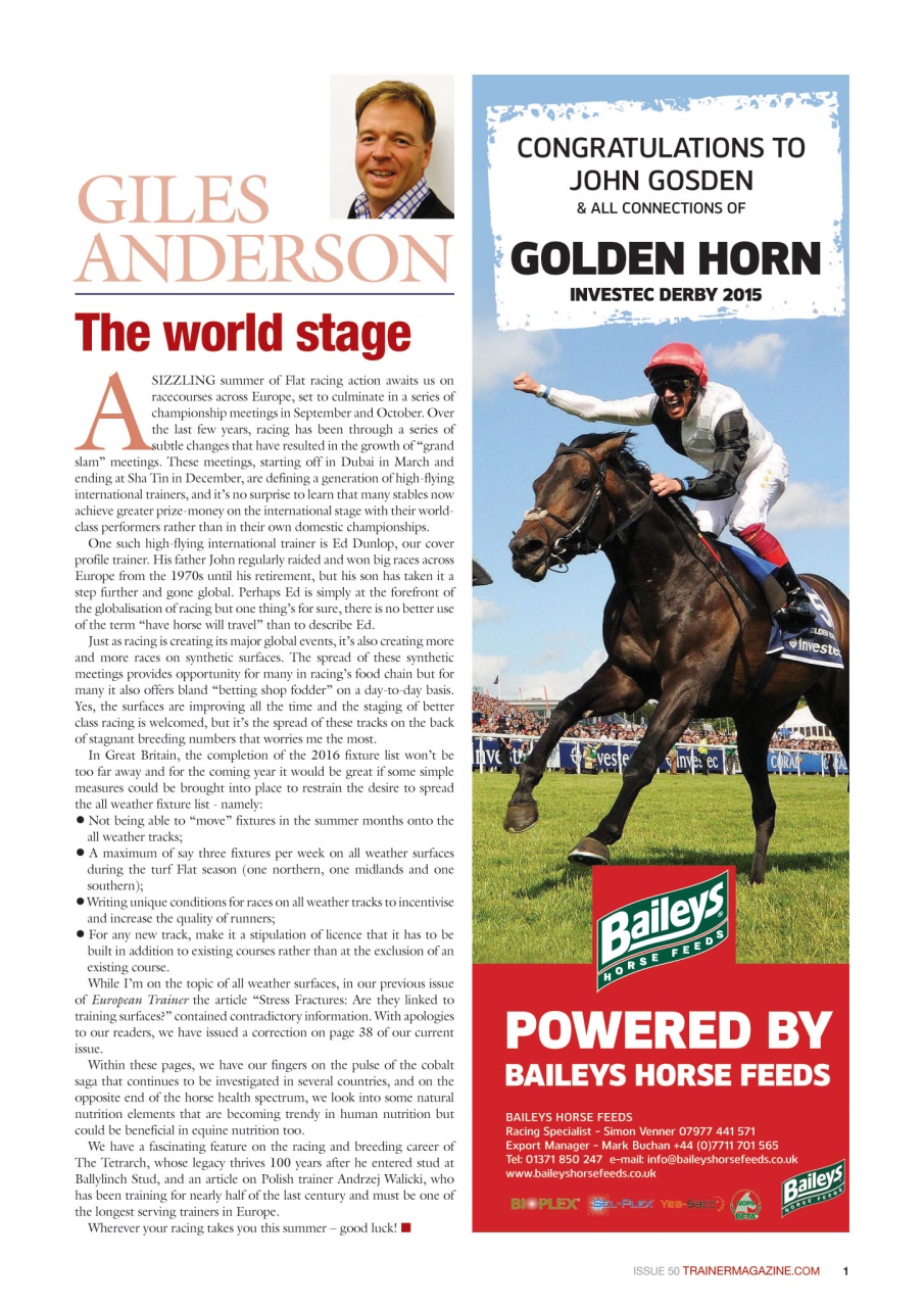 European Trainer Magazine - horse racing Preview Pages