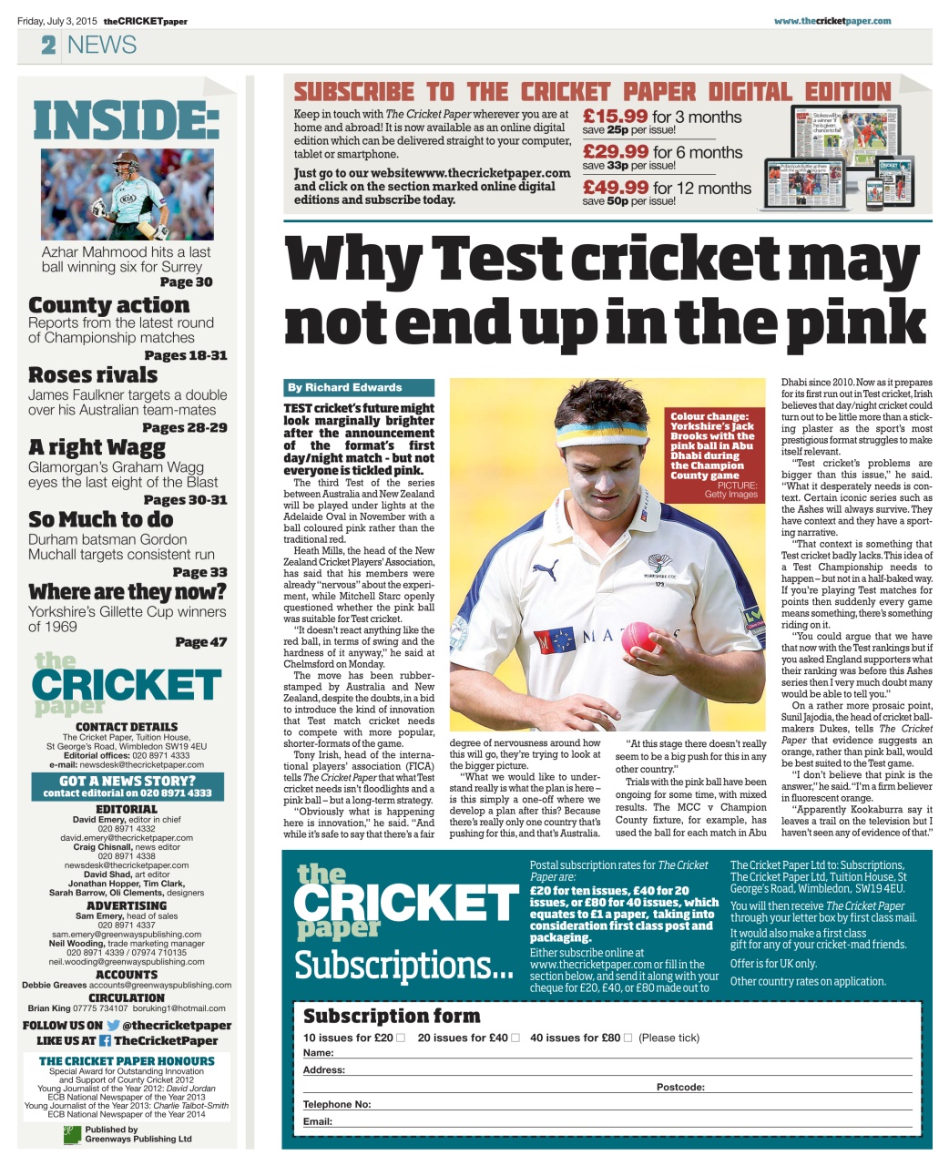 The Cricket Paper Preview Pages