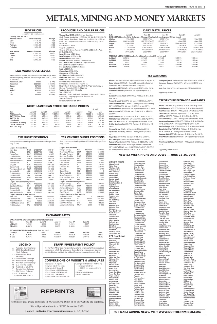The Northern Miner Preview Pages