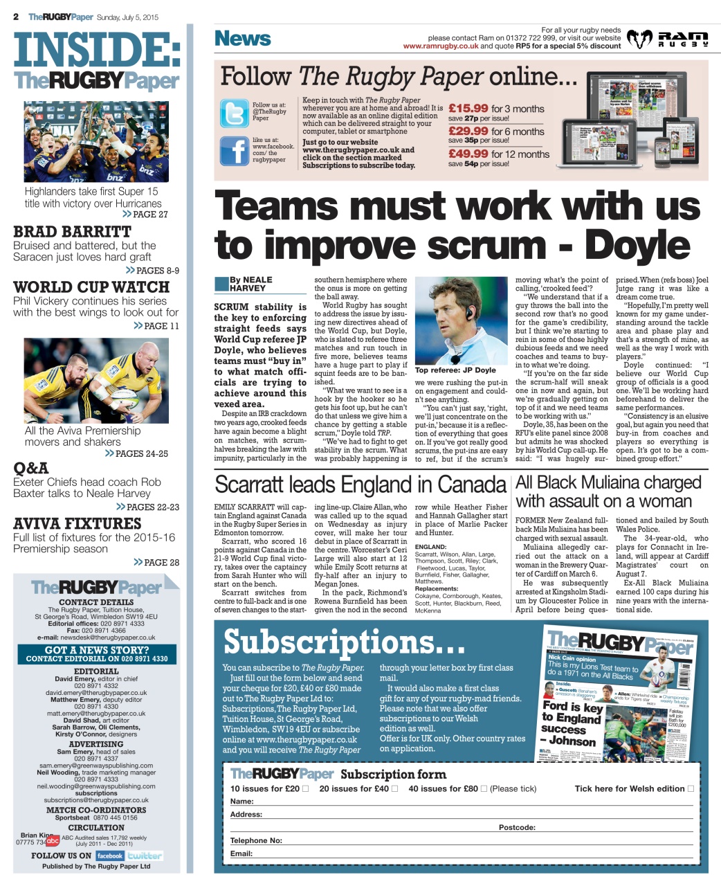 The Rugby Paper Preview Pages