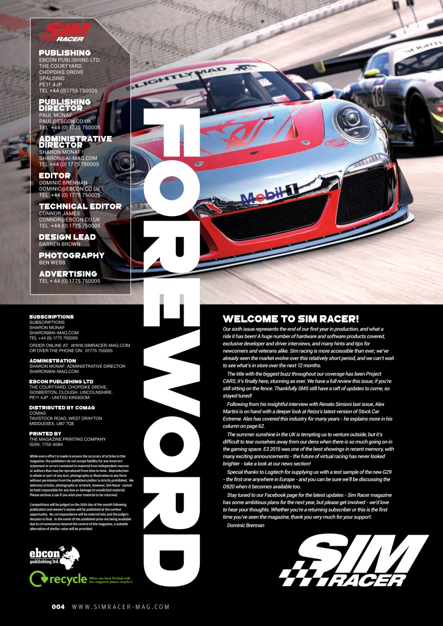 Sim Racer Preview Pages