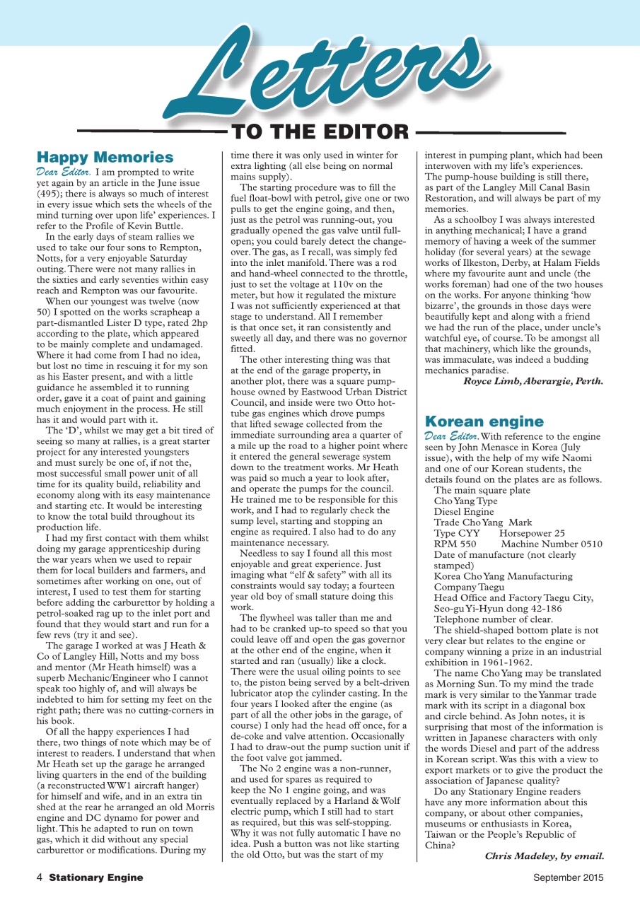 Stationary Engine Preview Pages