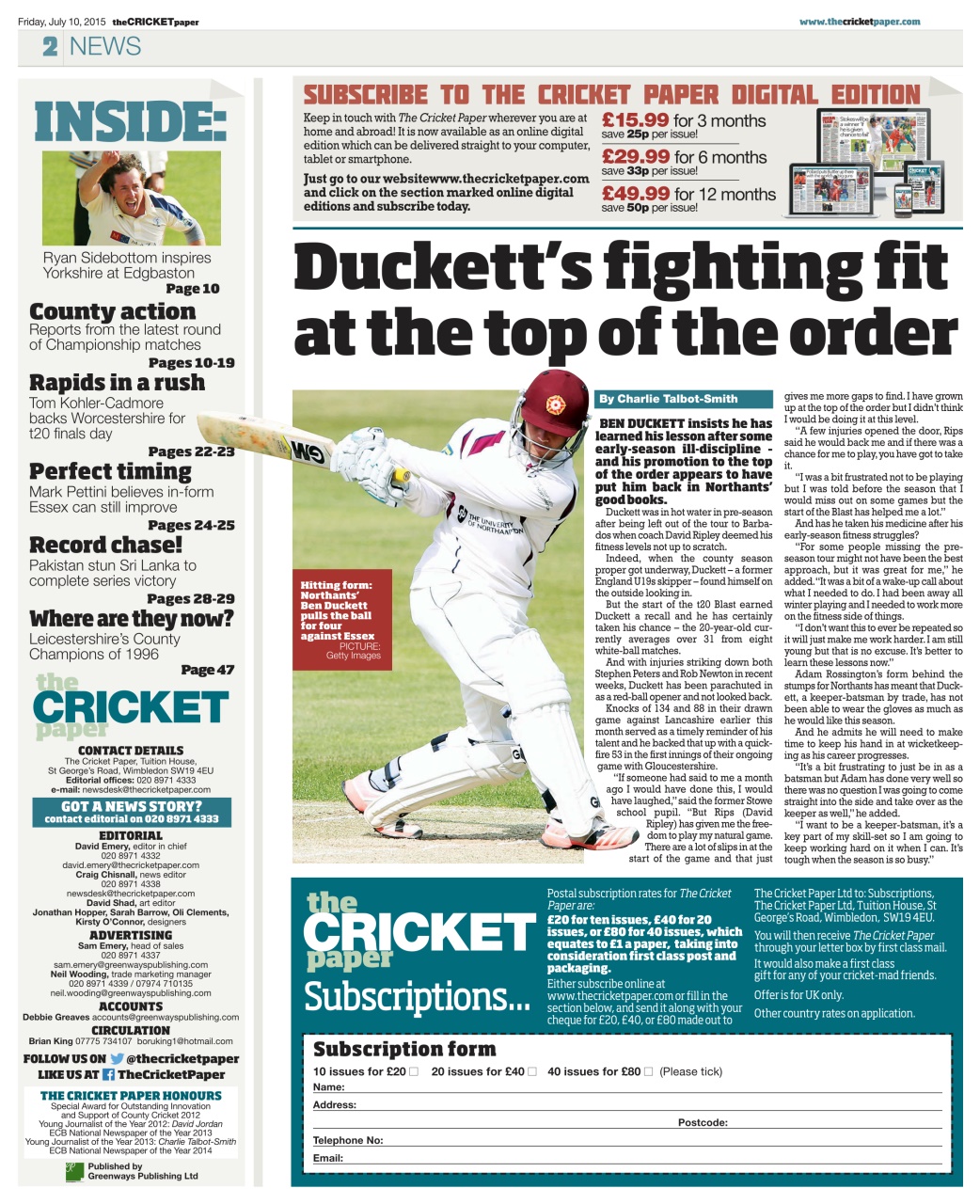 The Cricket Paper Preview Pages
