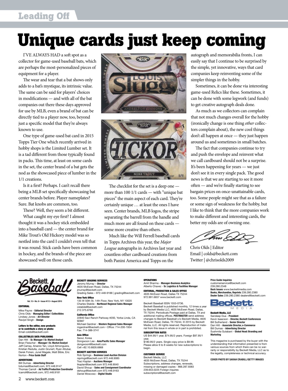 Beckett Baseball Magazine Preview Pages
