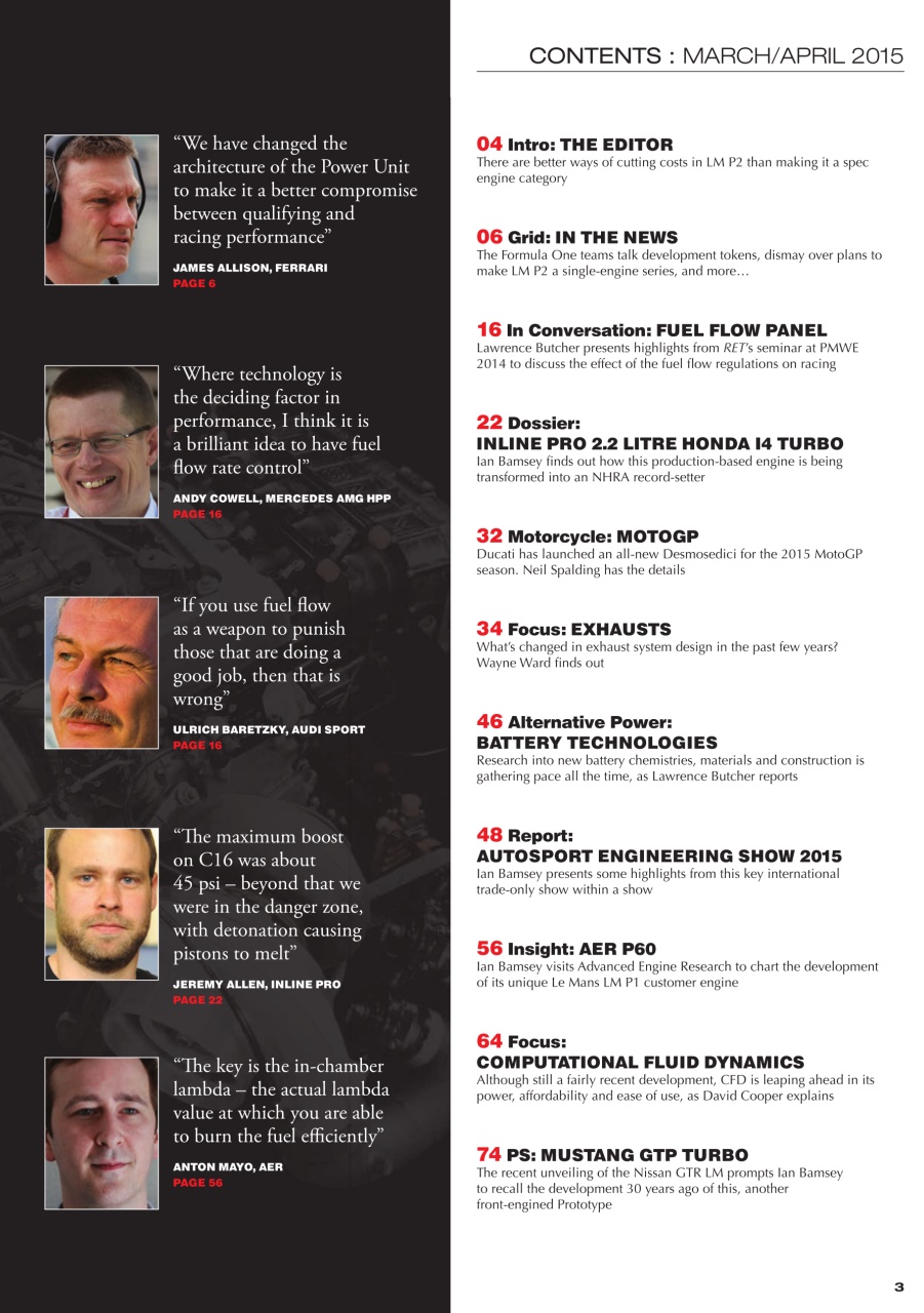 Race Engine Technology Preview Pages