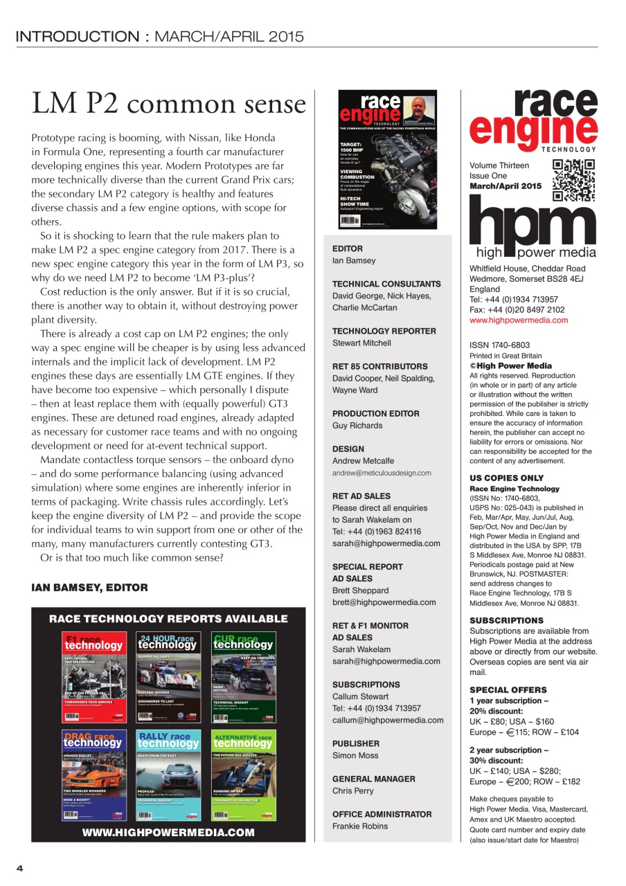 Race Engine Technology Preview Pages