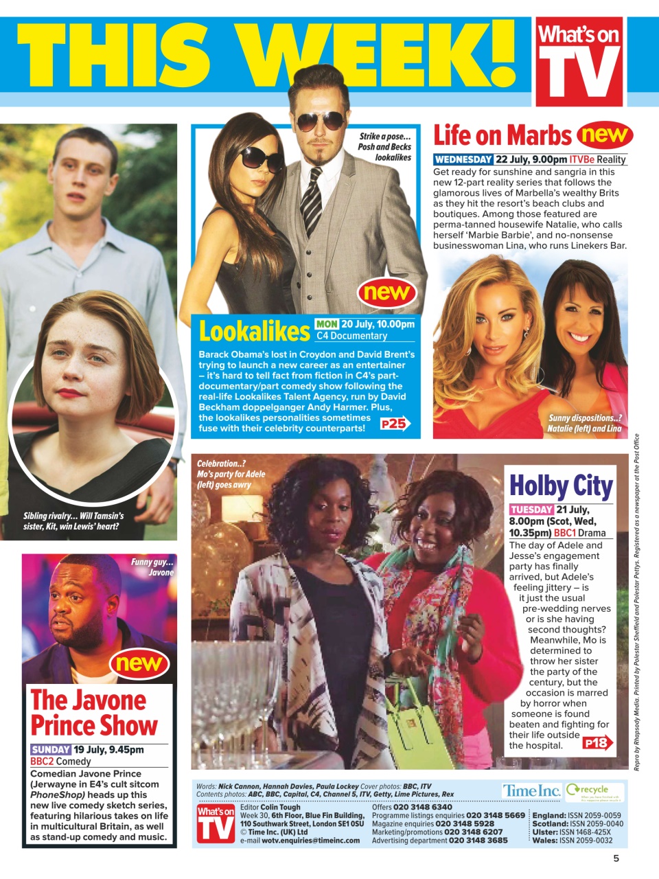 What's on TV Preview Pages