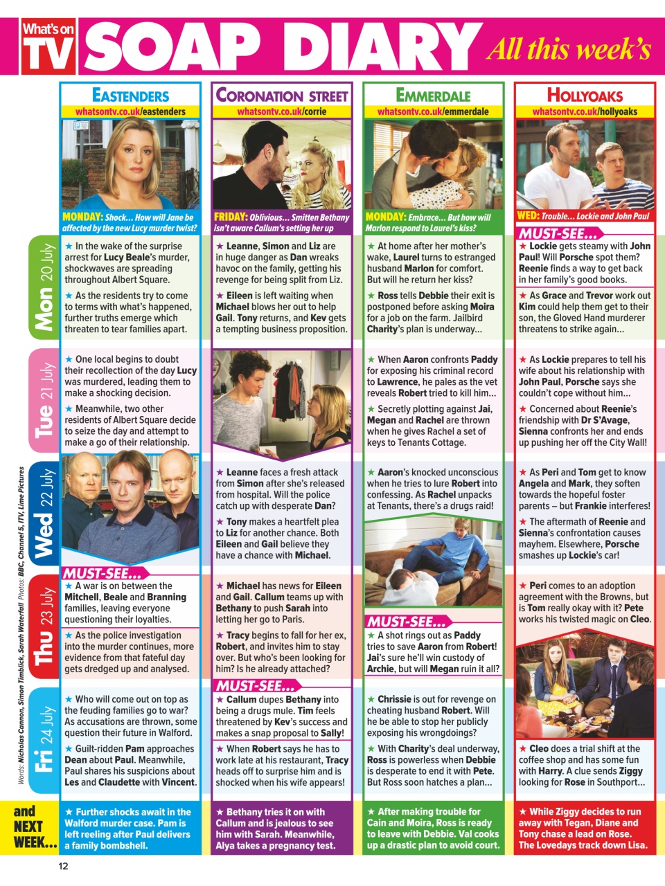 What's on TV Preview Pages
