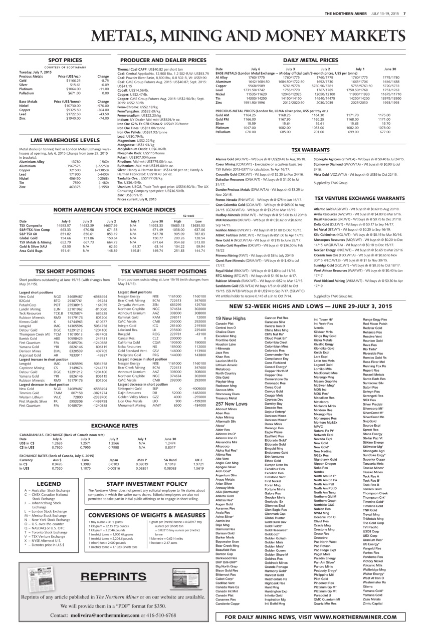 The Northern Miner Preview Pages
