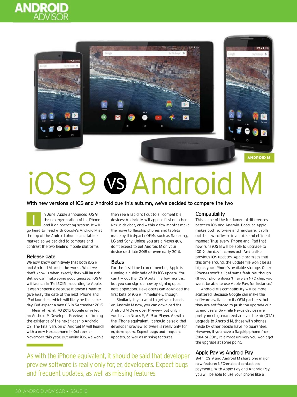 Android Advisor Preview Pages
