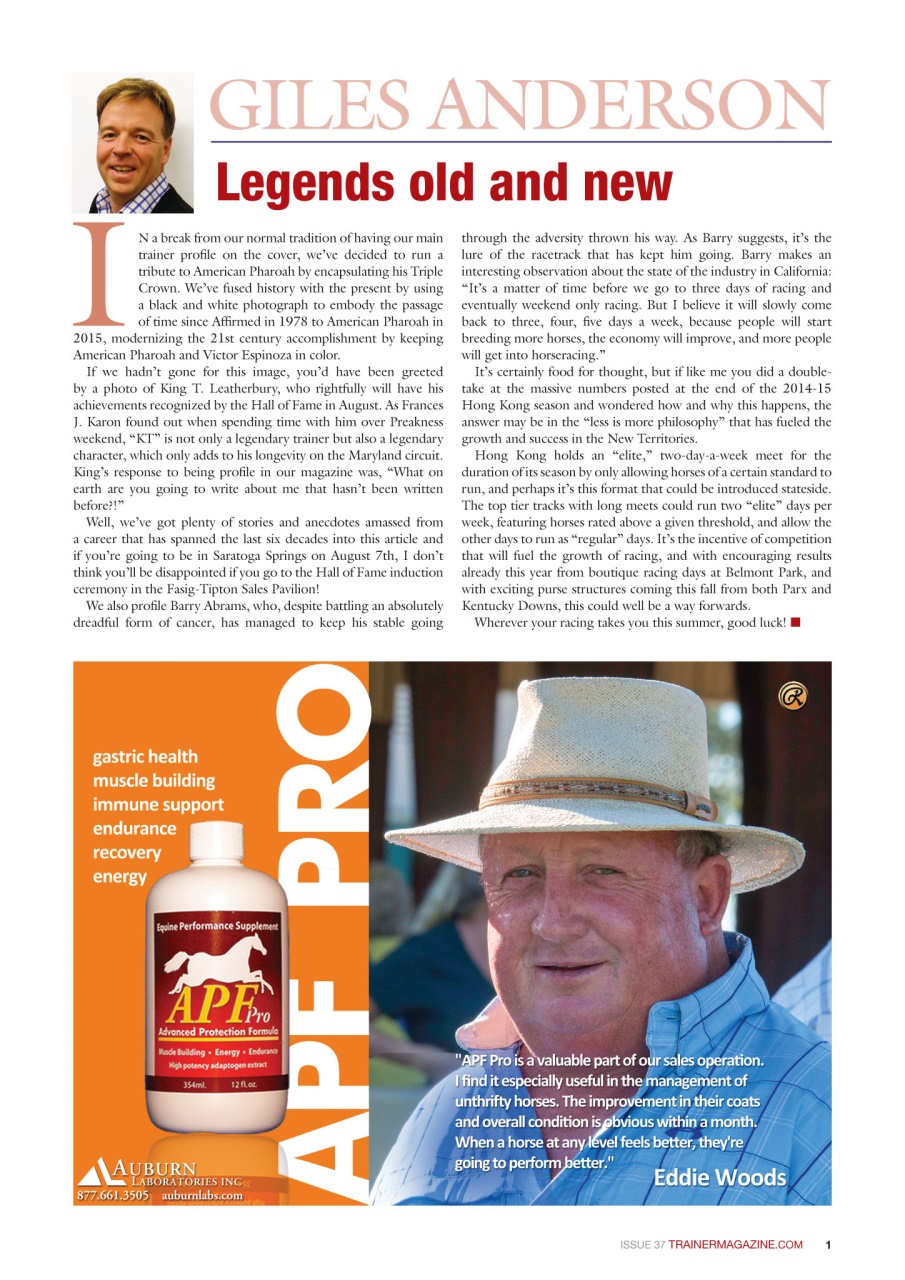North American Trainer Magazine - horse racing Preview Pages