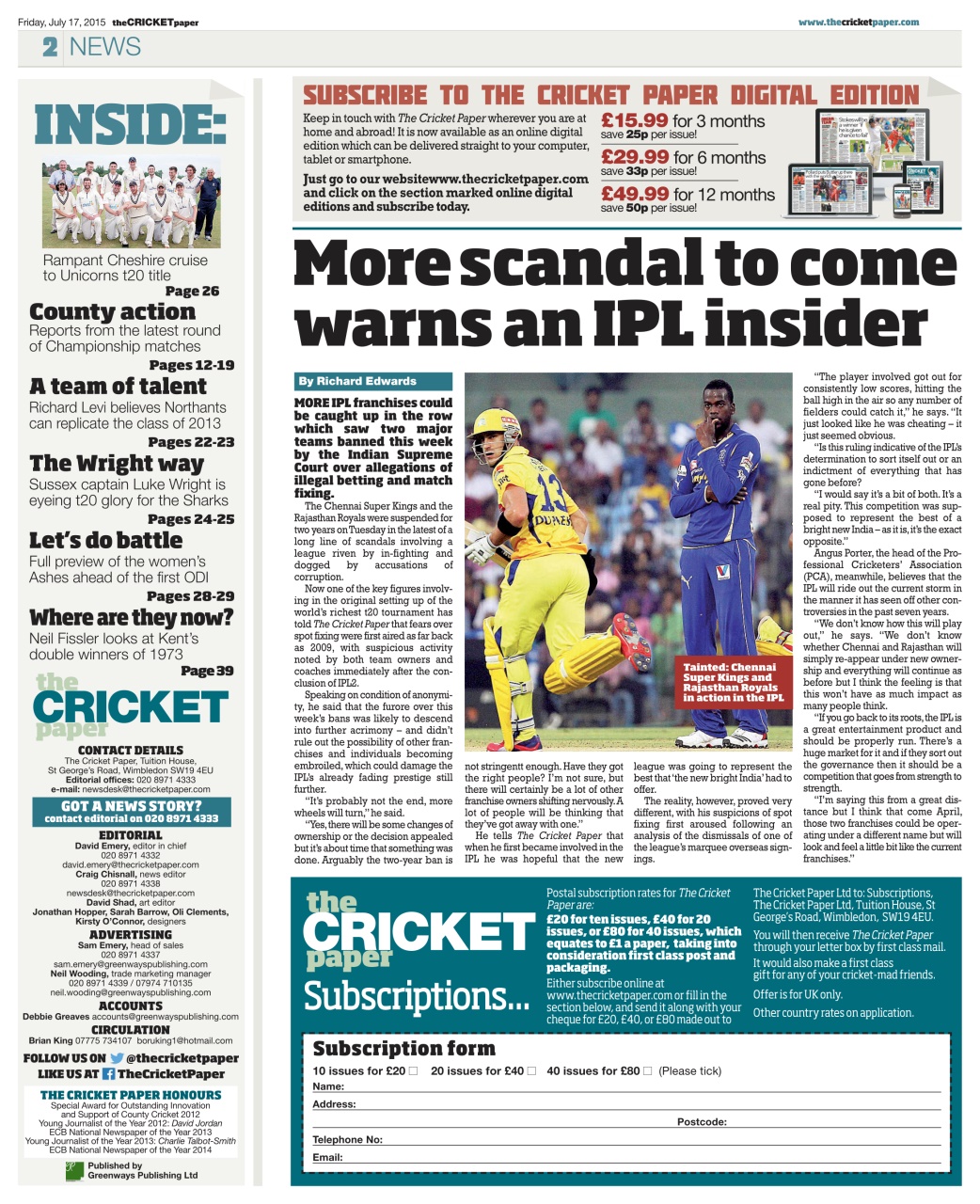 The Cricket Paper Preview Pages